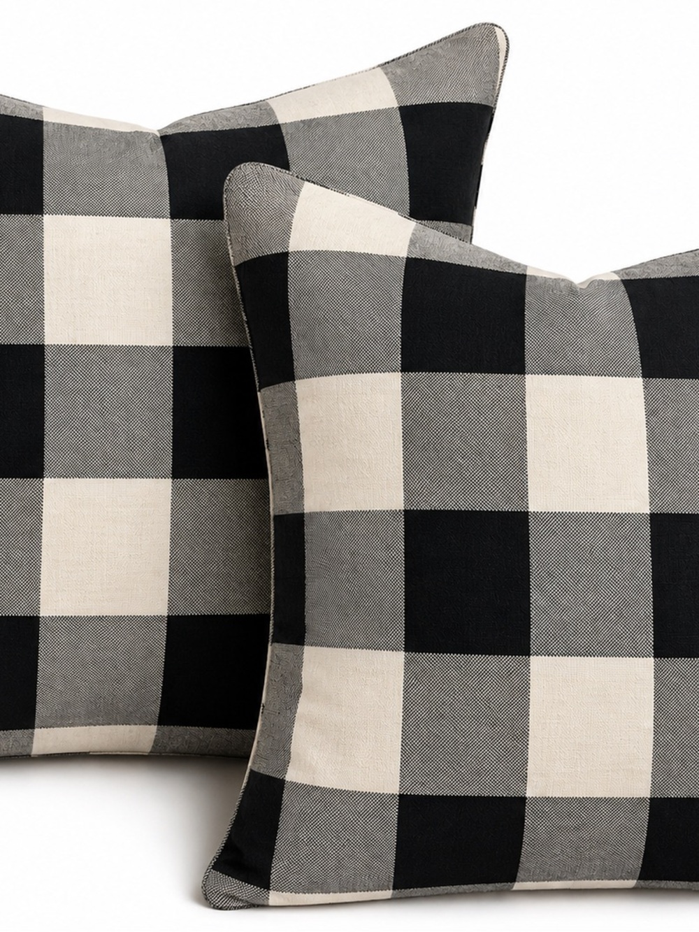 Black and Cream Buffalo Check Throw Pillow - Indoor/Outdoor-18x18